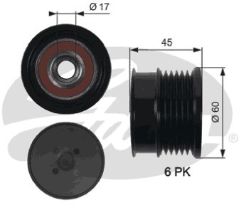 GATES Alternator - sprzęgło jednokierunkowe GATES OAP7156