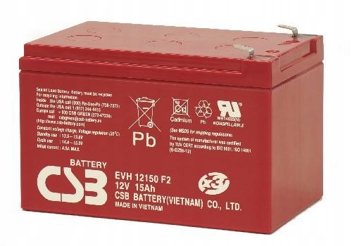 CSB Akumulator EVH12150F2 12V 15Ah Złącza F2 6,3mm
