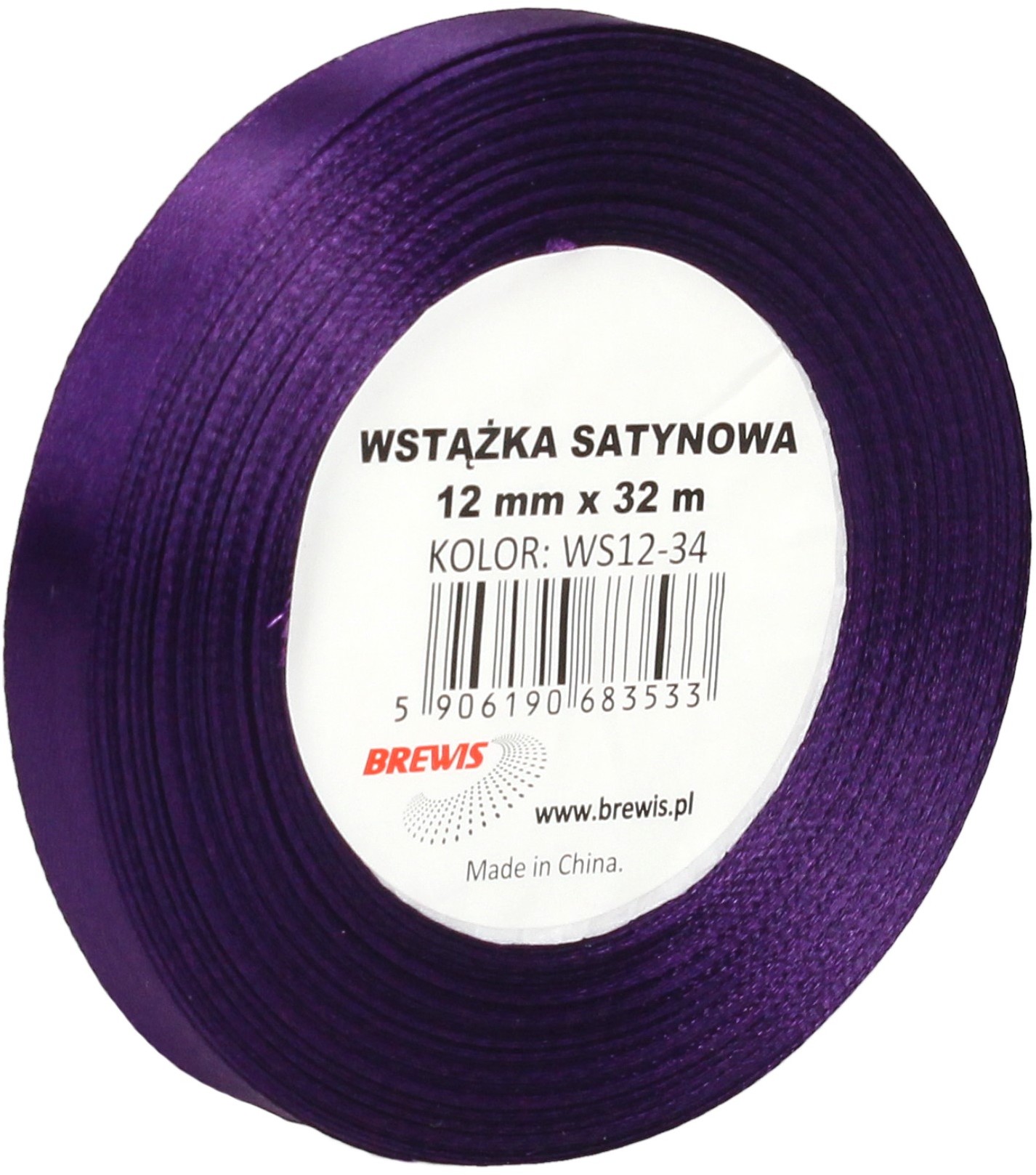 Brewis Wstążka dekoracyjna satynowa 12mm/32m fioletowa 34