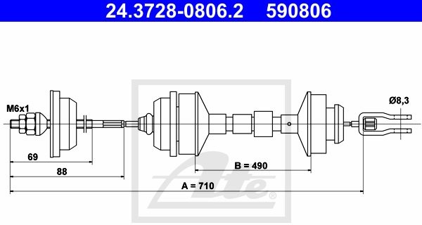 ATE LINKA SPRZĘGŁA 24.3728-0806.2 PEUGEOT 205 II 1.6 75KM 87-98 24.3728-0806.2