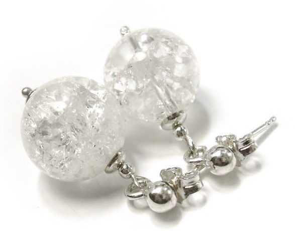 Arande Piękne Kolczyki Kamień Lodowy Srebro