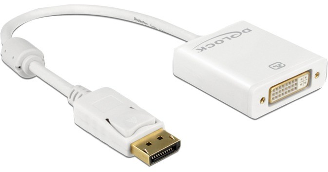 Delock 62600 cable gender changer DisplayPort 1.2 DVI-I 24+5 Biały, Adapter 4043619626007