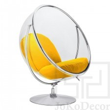 King Home Fotel BUBBLE STAND 2 poduszka żółta - akryl, chrom, wełna 44790-0