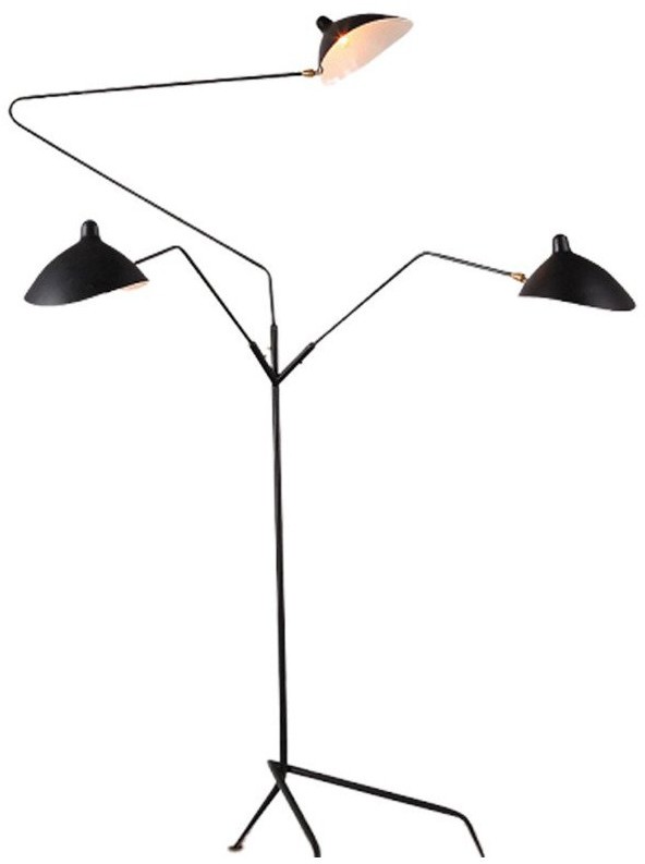 Step into design Lampa stojąca CRANE-3F czarna 210 cm 5907614656294