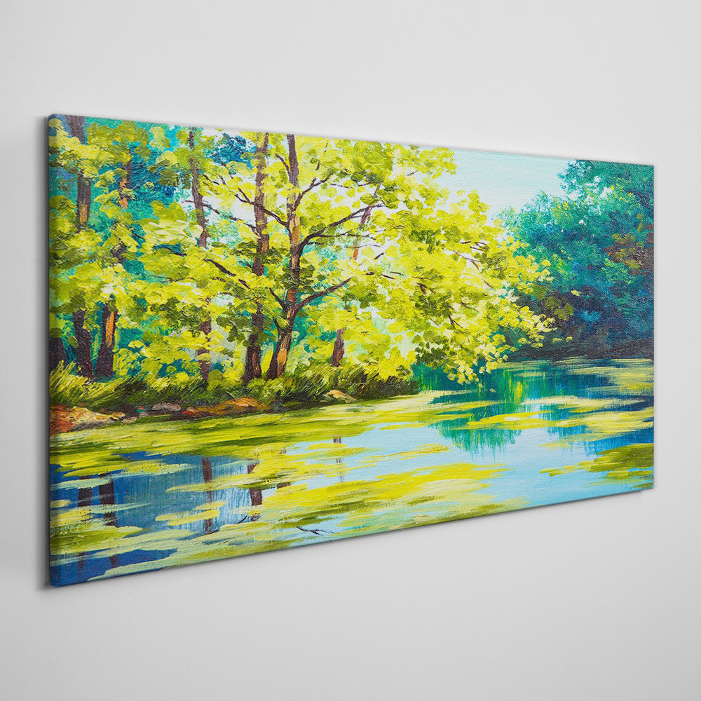 PL Coloray Obraz Canvas jezioro rzeka drzewa trawa 100x50cm