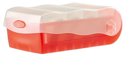 HAN Croco pudełko na fiszki, format A8 poziomy, z 5 przekładkami i 100 fiszkami, czerwony przezroczysty 998-617
