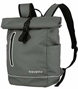 Travelite travelite Plecak rowerowy z wodoodpornego materiału, seria BASICS Roll-Up plecak z plandeką: praktyczny plecak dzienny z odblaskami, 096314-20, 48 cm, 19 litrów, szary (grafitowy) (szary) - 096314-04 096314-04