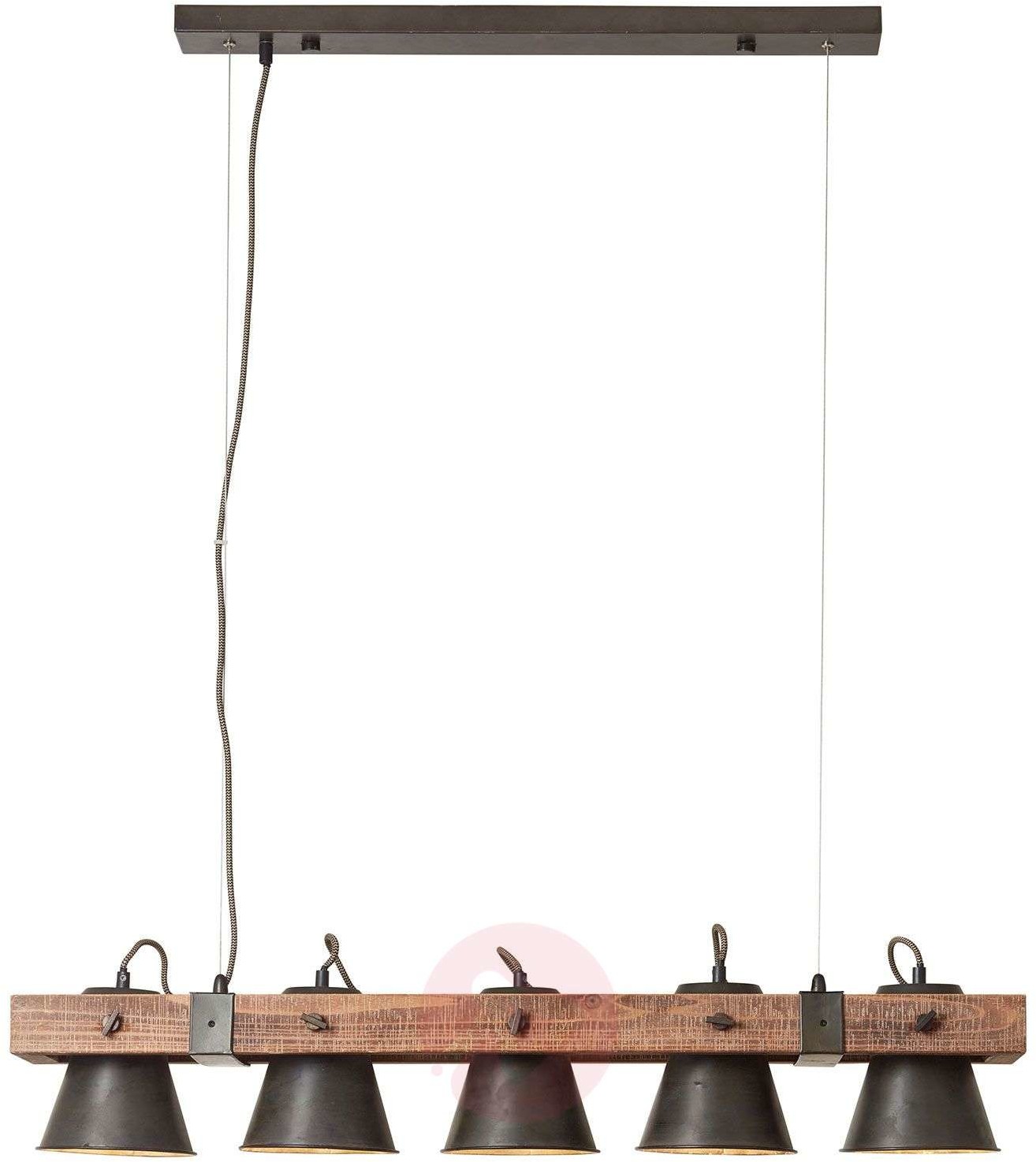 Brilliant Lampa wisząca Plow 5-punktowa czarna/ciemne drewno