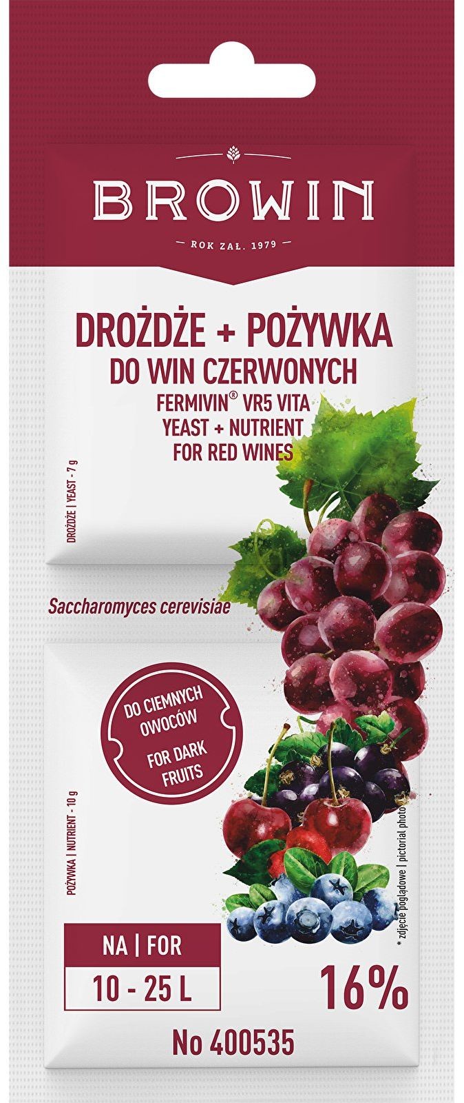 Browin Drożdże + pożywka - wina czerwone