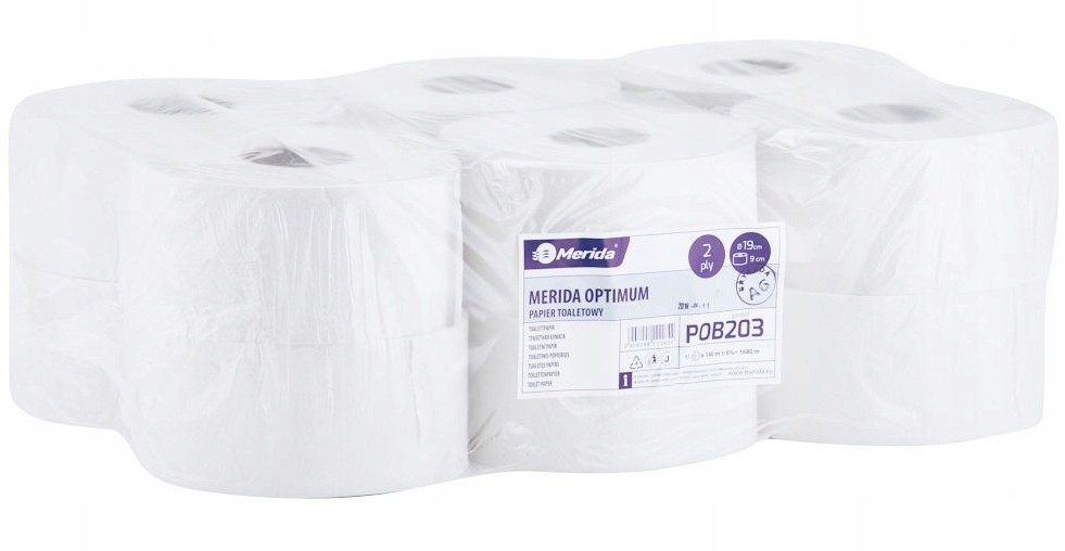 Merida Papier Toaletowy Biały Jumbo 19 CM 12 Sztuk