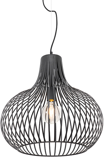 QAZQA Nowoczesna lampa wisząca czarna 48 cm - Sapphira