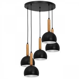 Luminex Missi 1973 lampa wisząca zwis 5x60W E27 czarna/drewniana