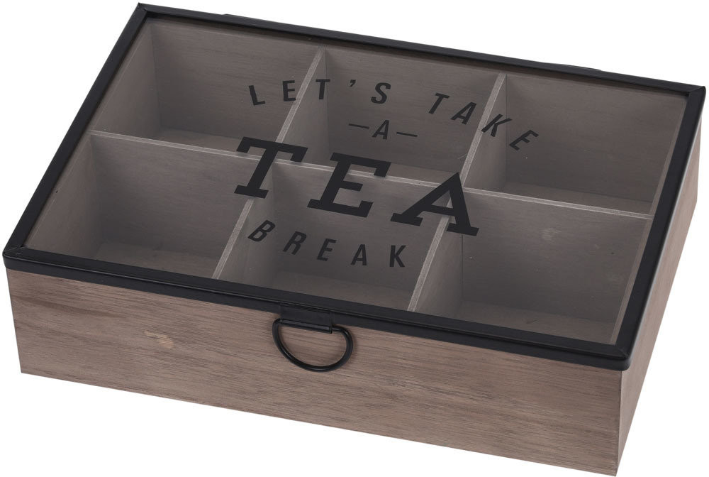 EH Excellent Houseware EH Excellent Houseware Herbaciarka ze szklaną szybką,  6 przegródek, 24x17x7 cm