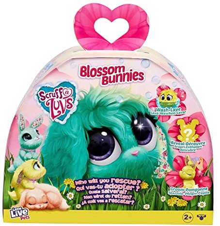 Scruff-a-Luvs Little Live Pets | Scruff-a-Luvs Blossom Bunnies | Mystery Bunny Reveal, Wash, Pana młodego i ratowniczego pluszowe zwierzę domowe, 30315 30315