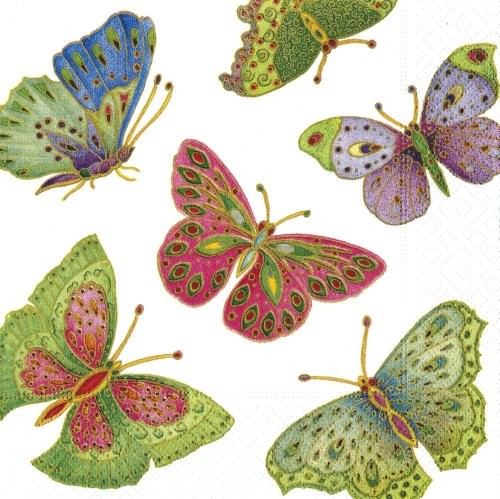 Caspari caspari 10690l serwetki papierowe dreilagig, 20 sztuk 33 x 33 cm, ozdobny Butterflies 10690L