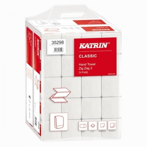 Katrin Ręcznik ZZ biały makulatura 2-warstwowy 2x18g 4000 LISTKÓW = 20op. x 100 listków 23x22,4cm niepylący CLASSIC HANDY PACK /35298/ MT036