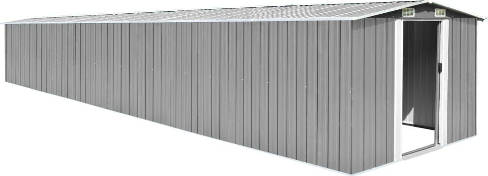 vidaXL Szopa ogrodowa szara 257x779x181 cm stal galwanizowana 47033
