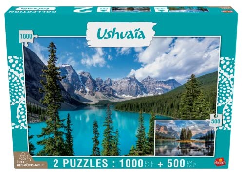 Goliath Puzzle Adulte - Kolekcja Ushuaya - 2 puzzle: Jezioro Morenan (Kanada - 1000 sztuk) i Jezioro Maligne (Kanada - 500 sztuk) 923189.004