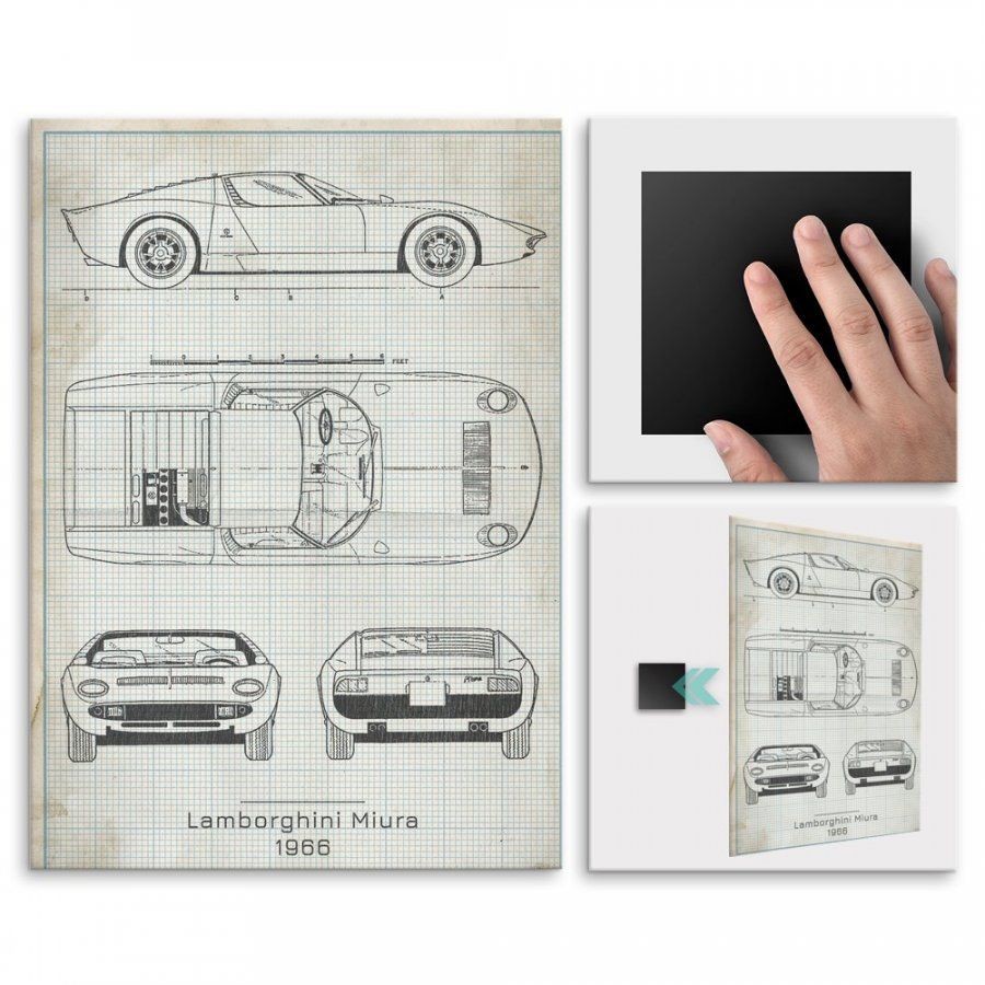 Pix4home Plakat metalowy Lamborghini Miura Projekt Vintage L POS-L-03048
