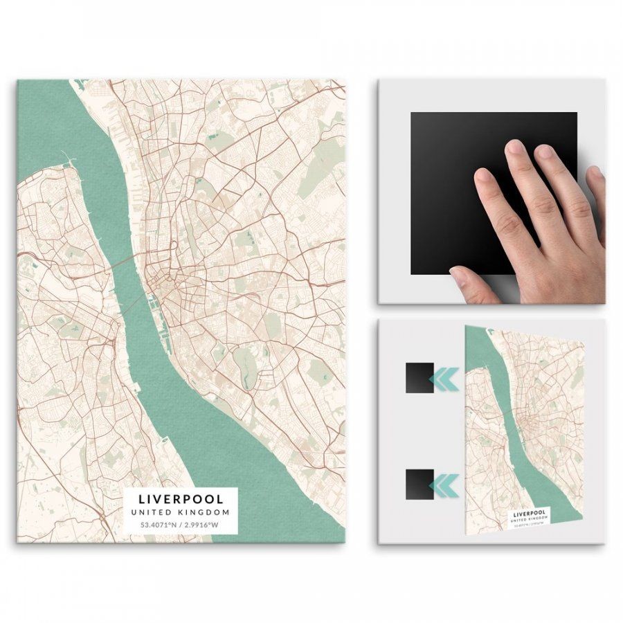 Pix4home Plakat metalowy Mapa Vintage Liverpool M POS-M-04180