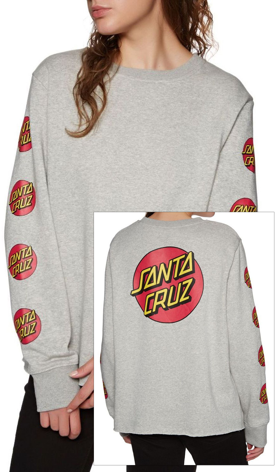 Santa Cruz bluza damska CLASSIC DOT RAW CREW Heather Grey