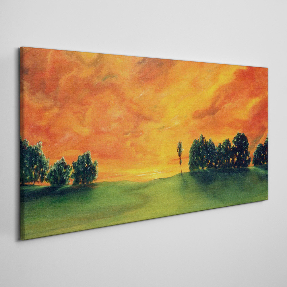 PL Coloray Obraz na Płótnie drzewa zachód słońca niebo 120x60cm
