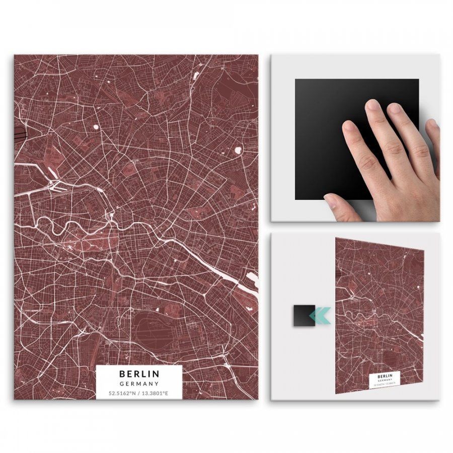Pix4home Plakat metalowy Mapa Burgund Berlin M POS-M-02201