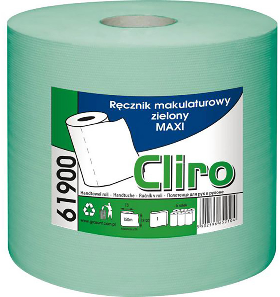 Clean Ręcznik papierowy w roli maxi jedna warstwa 150 m zielony makulatura