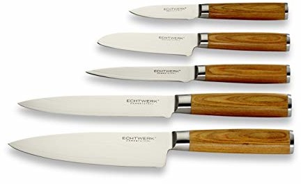 ECHTWERK Echtwerk zestaw noży ze stali damasceńskiej VG-10, nóż kuchenny, drewniany uchwyt, brązowy/srebrny