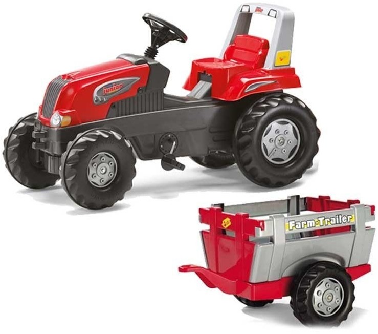 Rolly Toys Traktor Junior Rt Czerwony Z Przyczepą