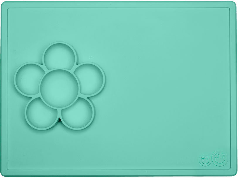 EZPZ Silikonowa mata do zabawy z pojemniczkami Flower Play Mat, 2 w 1, miętowa