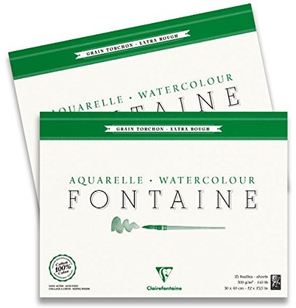 Clairefontaine 96429 °C malblock, a 4-stronny firmy klejone papier akwarelowy grube ziarno Torchon, Fontaine/szmat, 24 x 30 cm, opakowanie 25 arkuszy, 300 G, biały