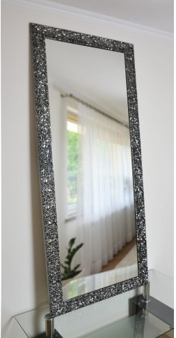 Łukasz Ochwat Alfaram Lustro glamour w bogatej grafitowej ramie w wysokim połysku 8002005, Lustro w ramie: 100x200