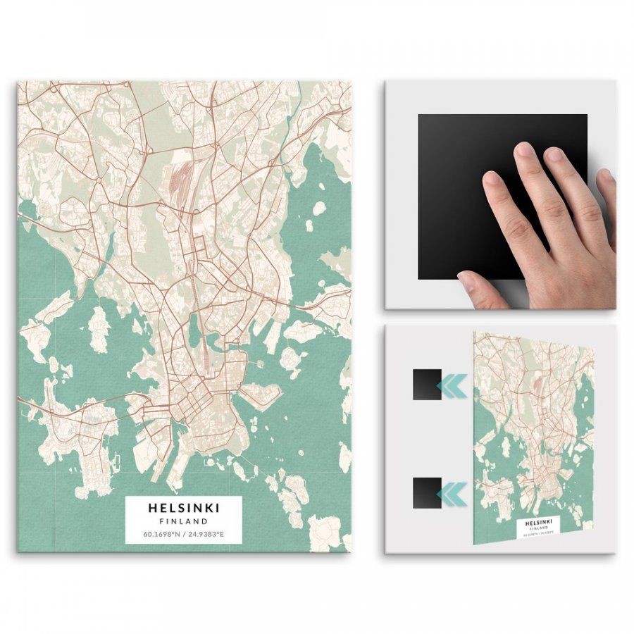 Pix4home Plakat metalowy Mapa Vintage Helsinki M POS-M-03570
