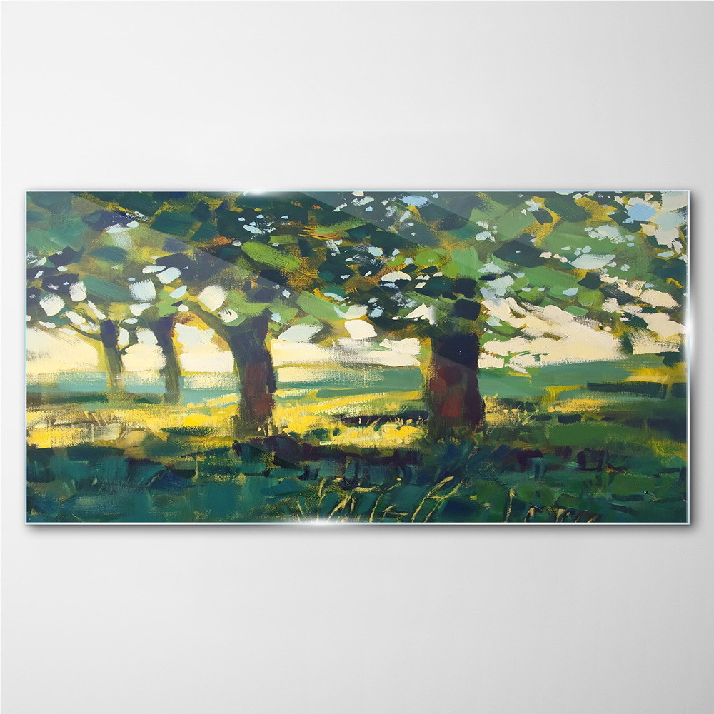 PL Coloray Obraz na Szkle abstrakcja drzewa trawa 100x50cm
