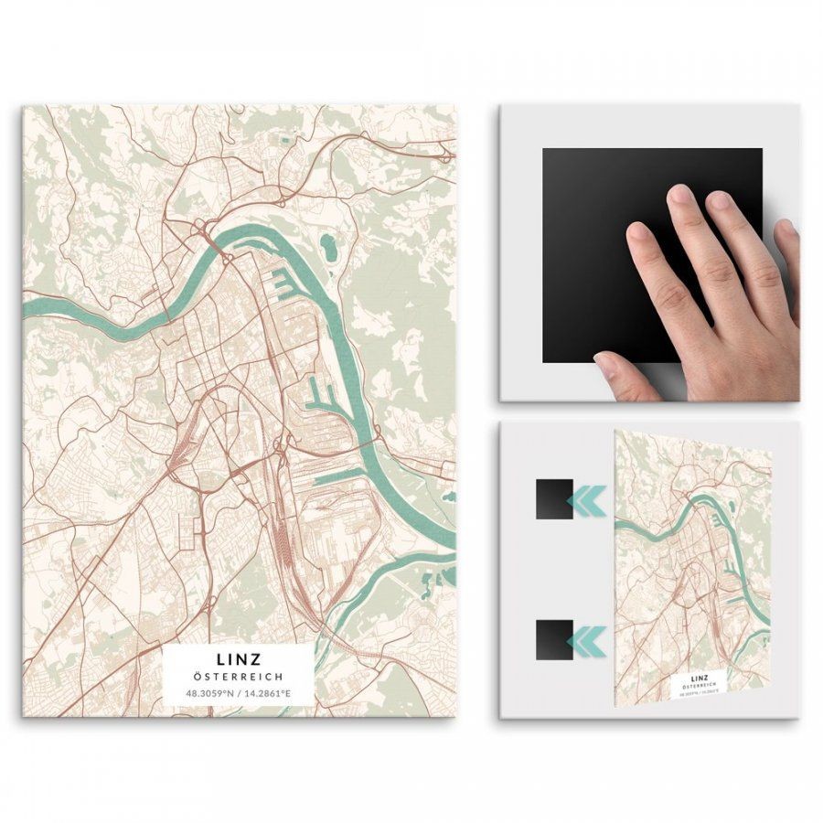 Pix4home Plakat metalowy Mapa Vintage Linz M POS-M-03187
