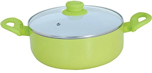 MSV serce garnek do wszystkich rodzajów kuchenek, aluminium/ceramika/stal/Bakelit Zielony średnica 24 cm 110390
