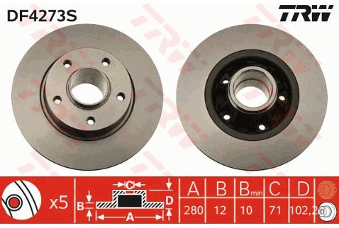 TRW Tarcza hamulcowa DF4273S