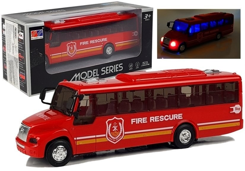 Model Import LEANToys Autobusu Bus Straży Pożarnej Świeci Czerwony 4041