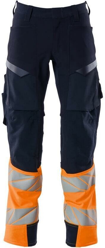 Mascot Workwear ACCELERATE SAFE SPODNIE Z KIESZENIAMI NA KOLANACH; CIEMNY GRANAT/POMARAŃCZ HI-VIS (82C68)