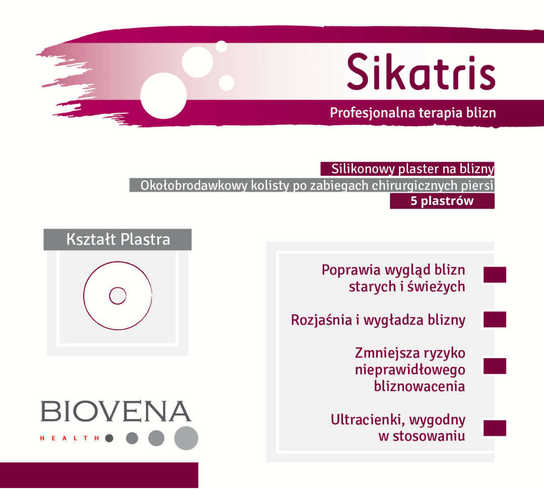 Biovena Health SIKATRIS okołobrodawkowy kolisty silikonowy plaster (5 szt.)