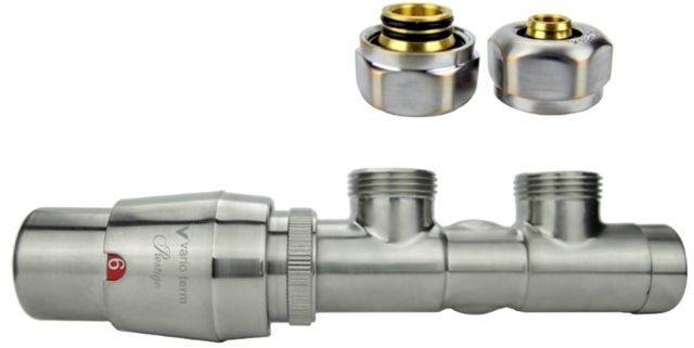 Varioterm Zawór termostatyczny TWINS ze złączką PEX/CU /GZ1/2 - nikiel szlifowany alu-pex - PEX 16 mm lewa TSGS0208CFK/L(Pex)