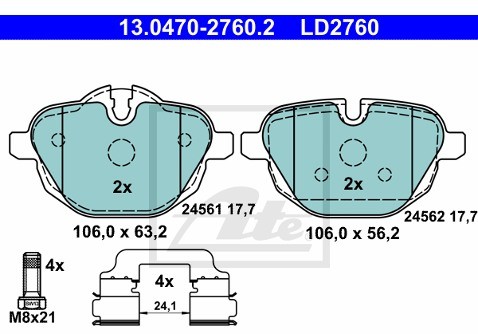 ATE Klocki hamulcowe - komplet 13.0470-2760.2