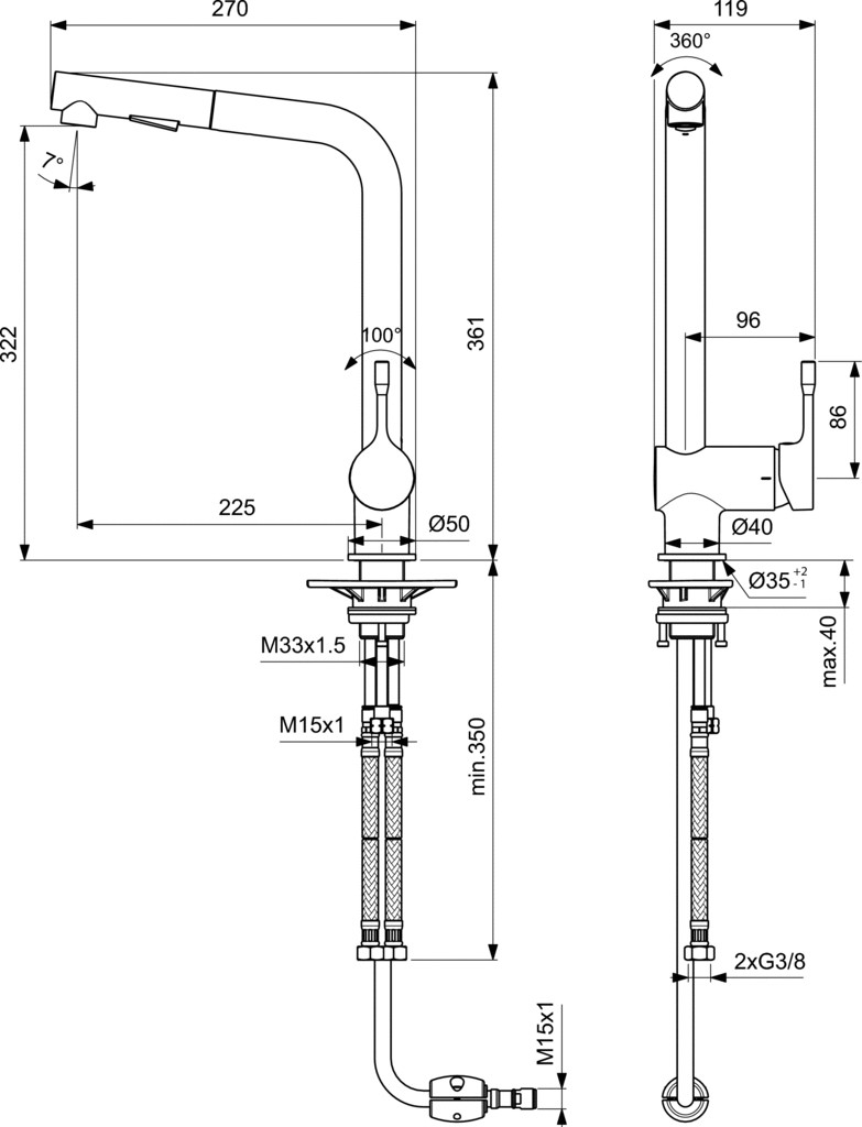 Ideal Standard Ceralook Jednouchwytowa bateria umywalkowa stojąca chrom BC178AA