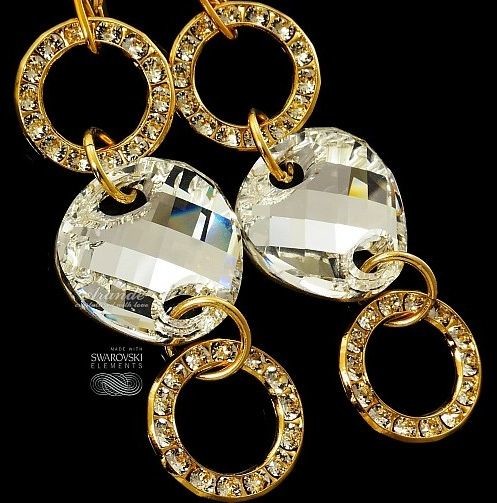 Swarovski SPECIAL Kolczyki COMET ZŁOTE SREBRO