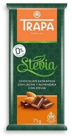 DLA SŁODKICH Czekolada mleczna z migdałami ze stewią 75 g Trapa