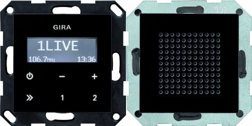 Gira 228005 podtynkowy radio RDS system 55, schwarzglasoptik 228005