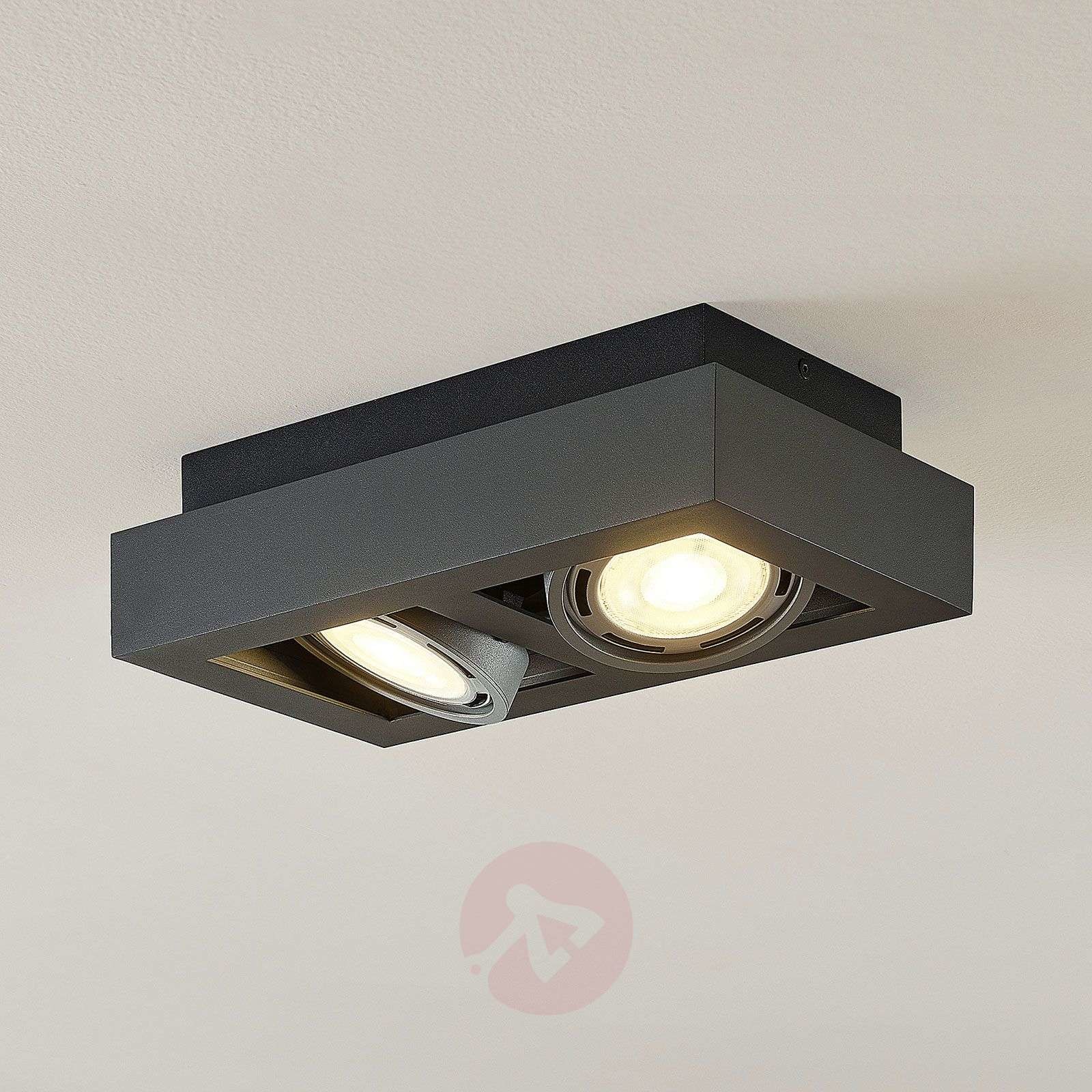 ARCCHIO Spot sufitowy LED Ronka, GU10, 2-pkt., ciemnoszary