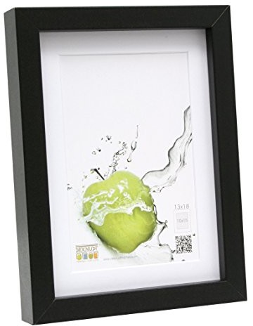 Deknudt Basic Frame drewniana ramka na zdjęcia z passe-partout, różne rozmiary do wyboru w przedziale od 13x18 cm do 40x60 cm, czarny, 13 x 18 cm S40AK2-P1-13.0X18.0