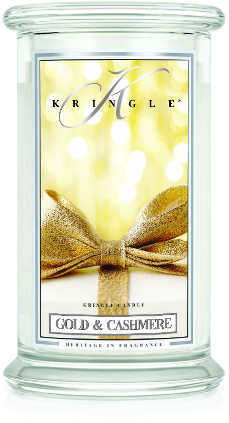 Kringle Candle Gold & Cashmere, świeca zapachowa, duży słoik, 2 knoty